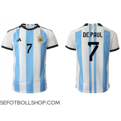 Billiga Argentina Rodrigo de Paul #7 Hemma fotbollskläder VM 2022 Kortärmad